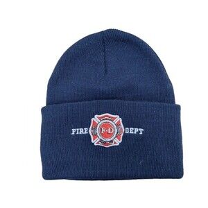 Fire Department Navy Blue Watch Cap Embroidered Logo  One Size Fits most